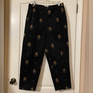 Vintage Talbots Petites Black Stretch Chino Pants Size 16W Horse Saddle Bridle